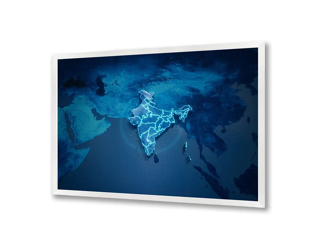 Metall Magnetboard mit hochwertigem Weltkarte donkerblauw neon Design