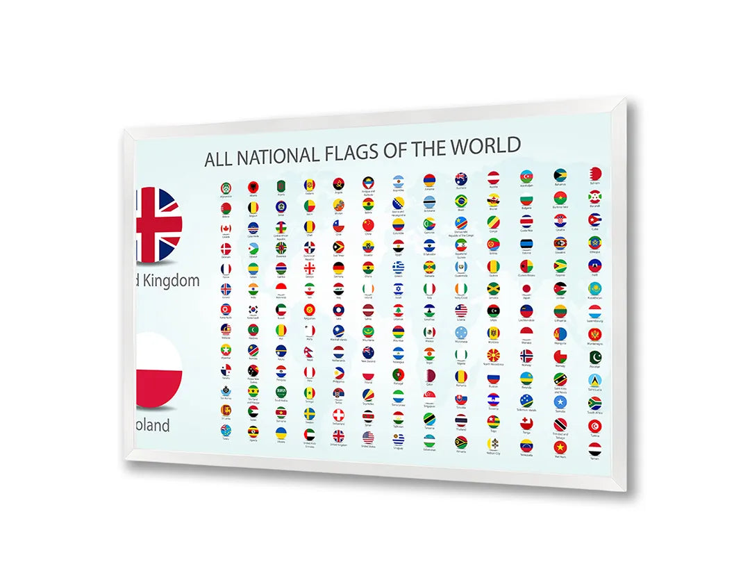 Metall Magnetboard mit hochwertigem Wereldvlaggen poster Design