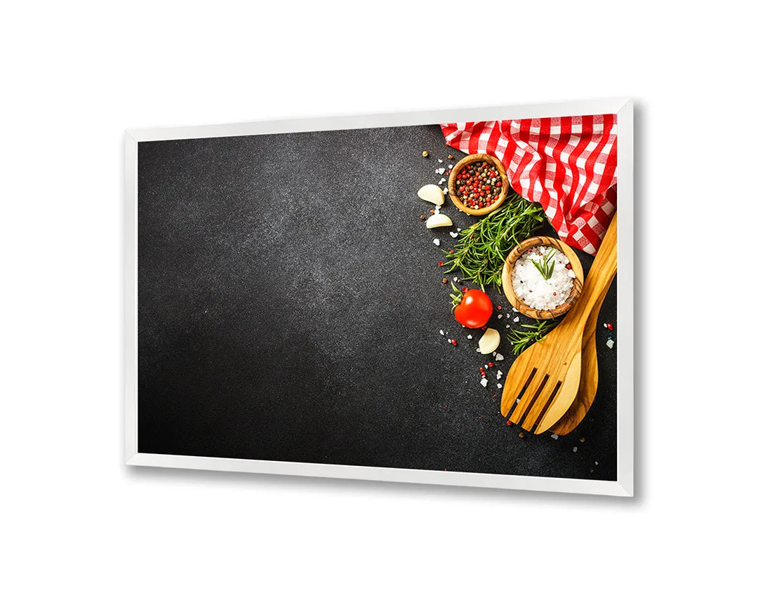 Metall Magnetboard mit hochwertigem Hölzerne kookgerei und tomaten Design