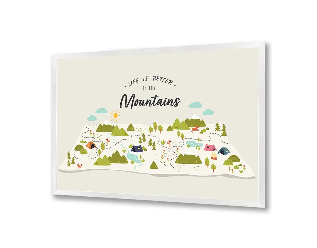 Metall Magnetboard mit hochwertigem Life is better in mountains Design