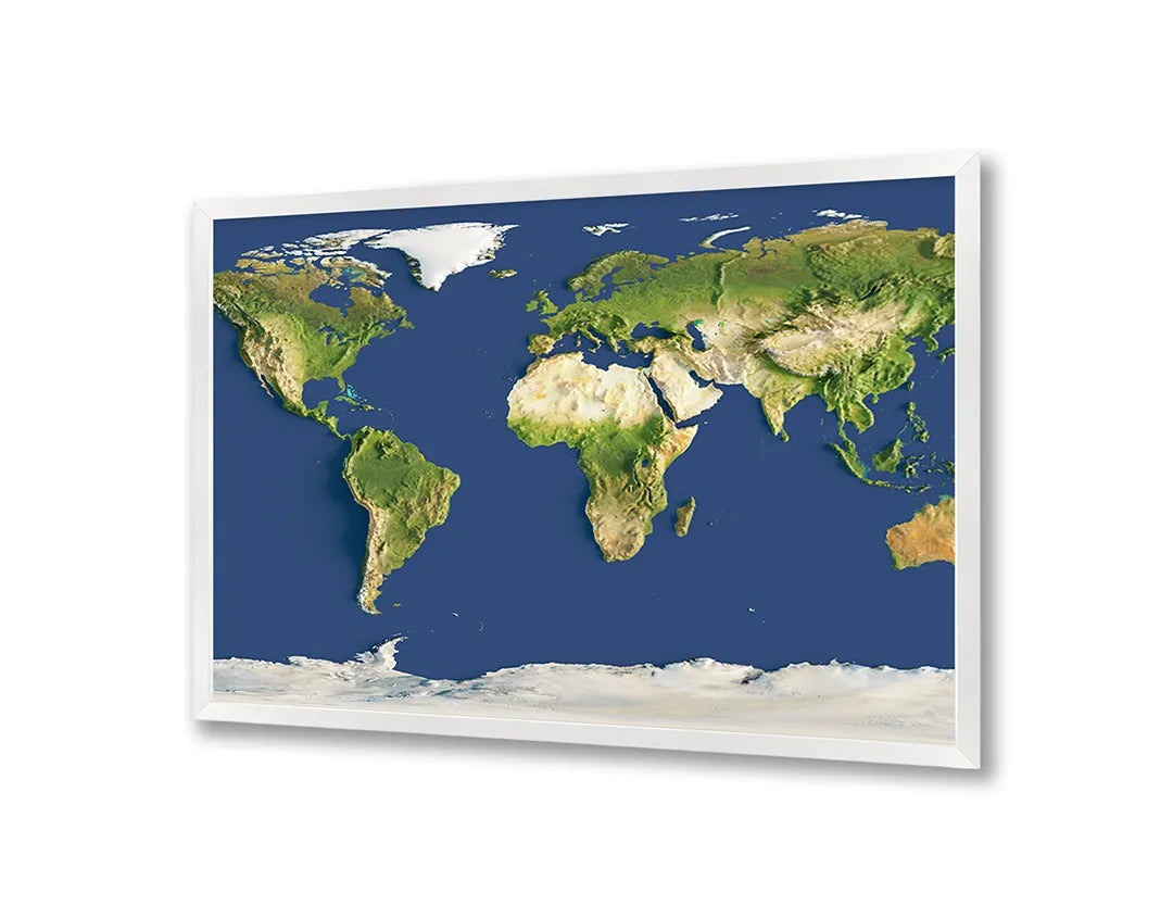 Metall Magnetboard mit hochwertigem Weltkarte blau Landschaft Design