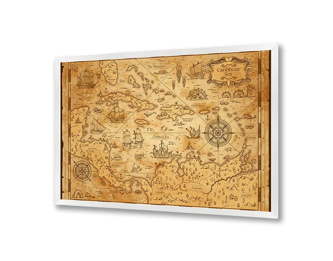 Metall Magnetboard mit hochwertigem Piratenkaart geel Design