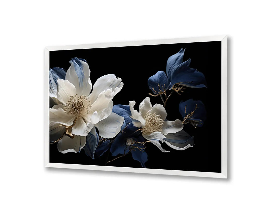 Metall Magnetboard mit hochwertigem Weiße Orchidee auf schwarz Design