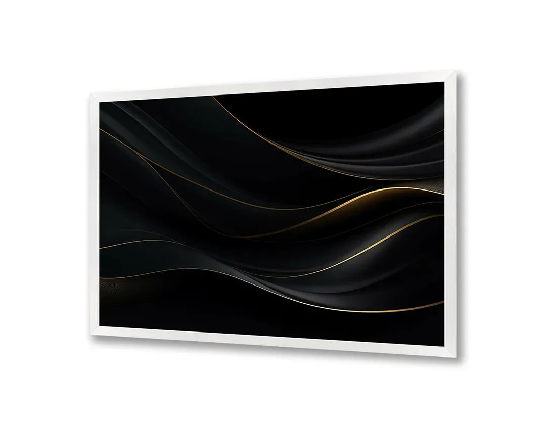 Metall Magnetboard mit hochwertigem Schwarze wellige Linien Gold Design