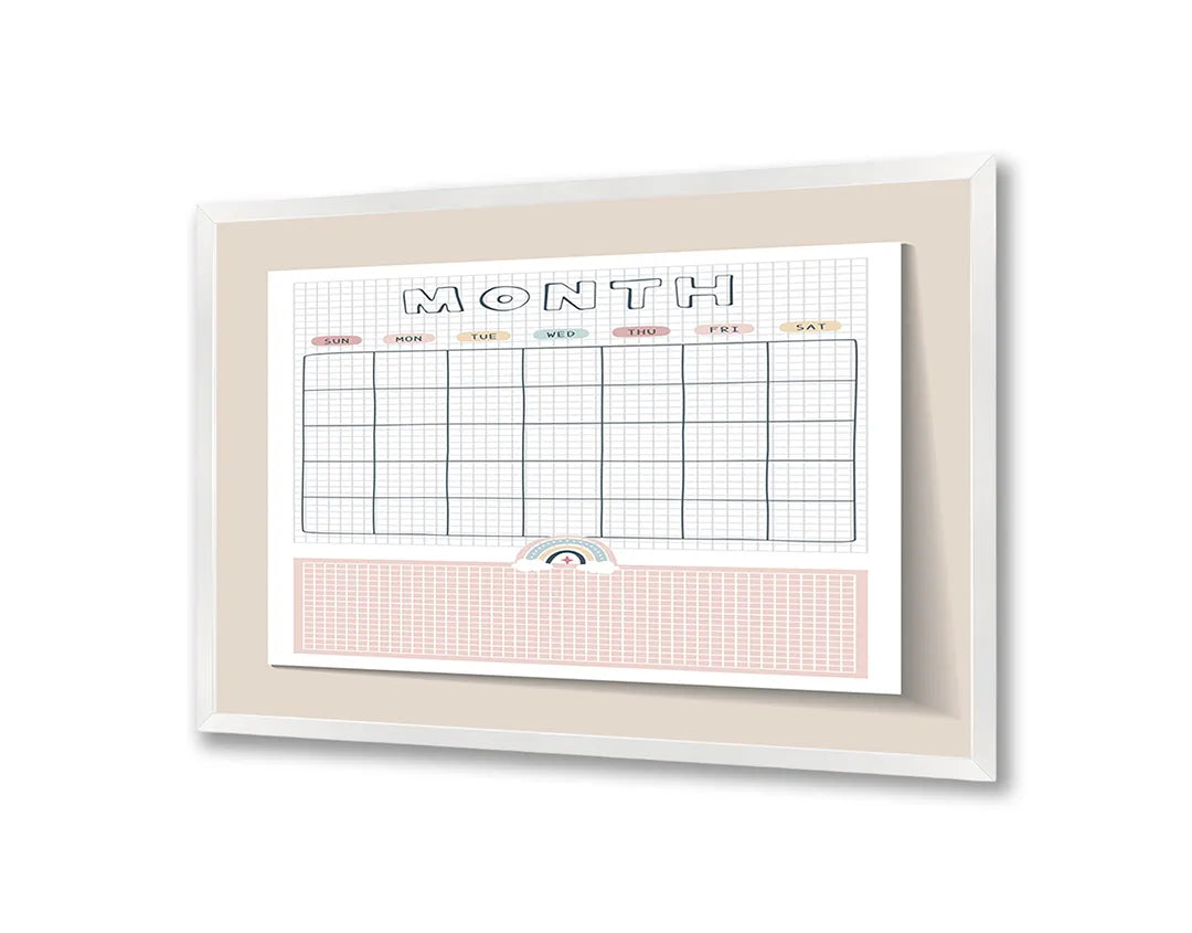 Metall Magnetboard mit hochwertigem Rosa Monatsplaner Design