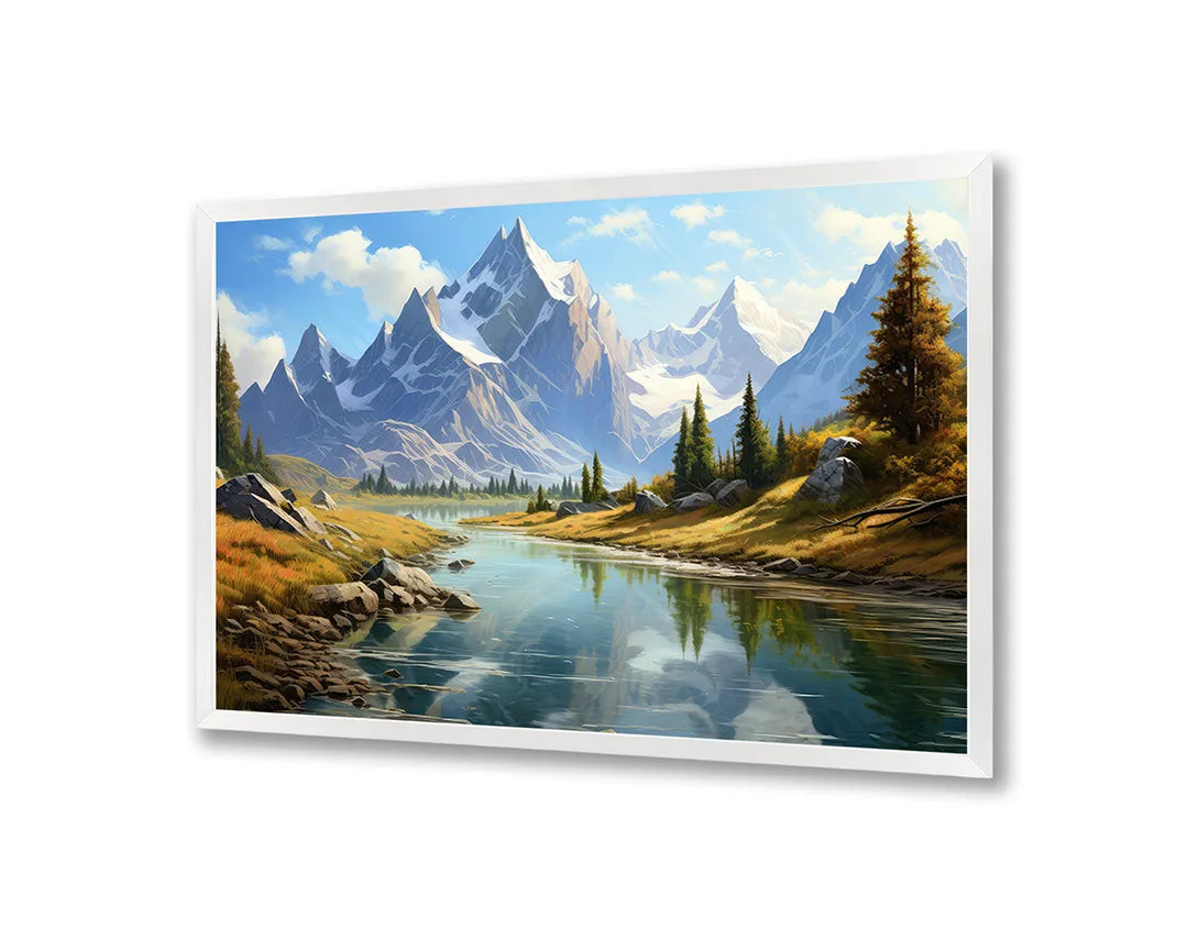 Metall Magnetboard mit hochwertigem Besneeuwde Berge und rivier Design
