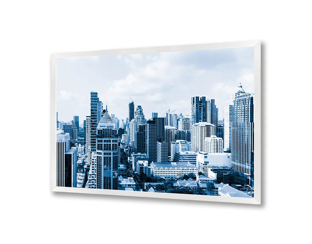 Metall Magnetboard mit hochwertigem Skyline stad in Winter Design