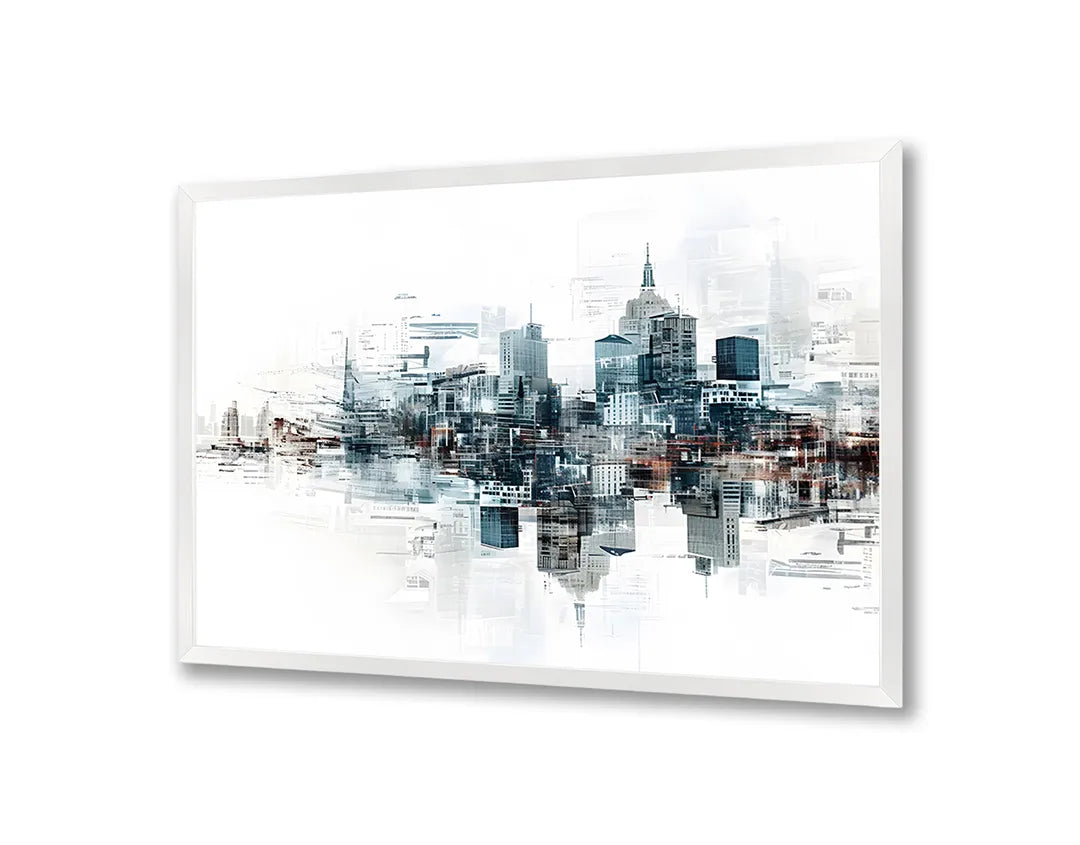 Metall Magnetboard mit hochwertigem Stad Skyline Aquarell Design