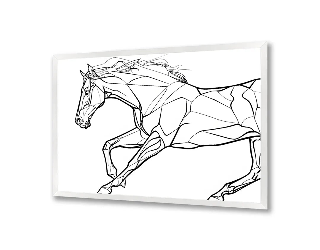 Metall Magnetboard mit hochwertigem Paard Linienzeichnung rennend Design