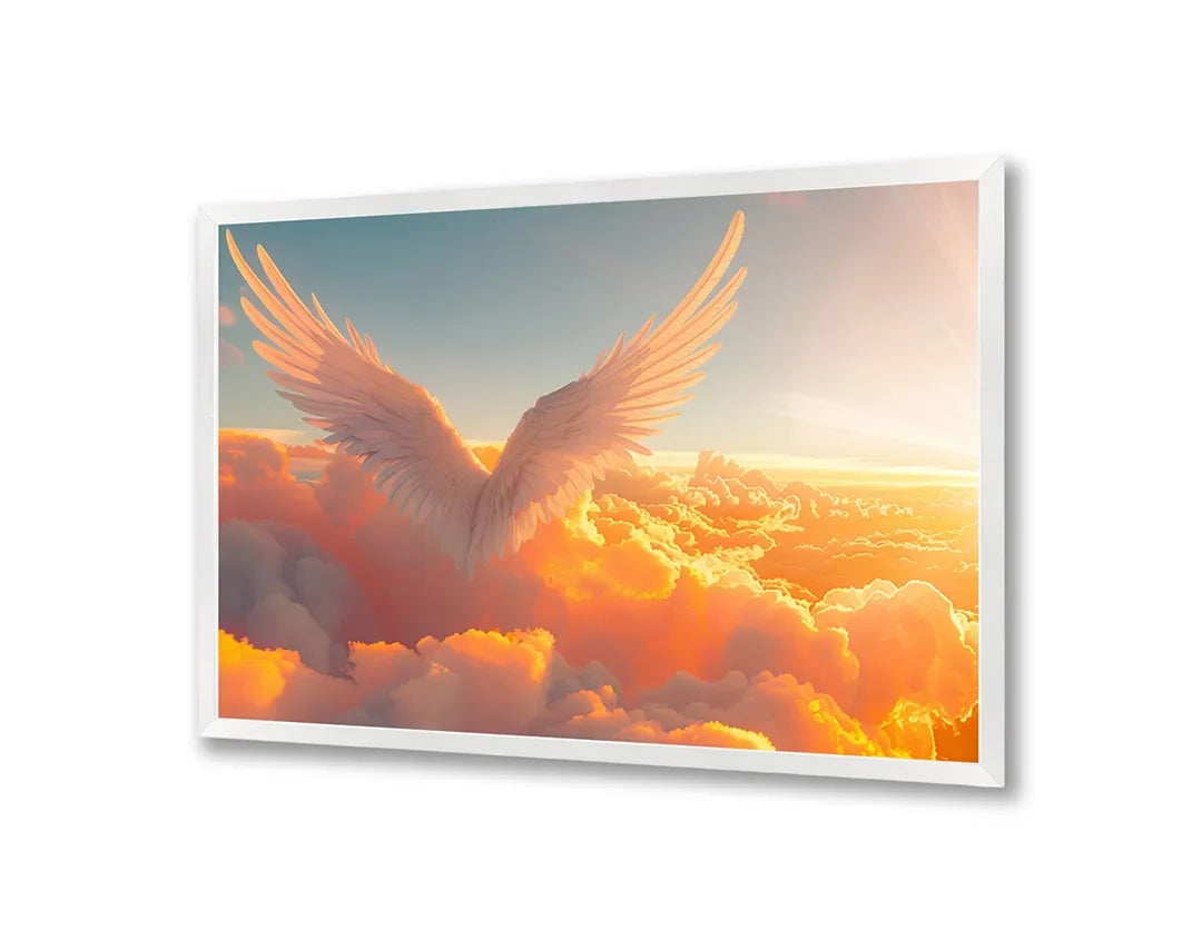 Metall Magnetboard mit hochwertigem Goldene vleugels in Wolken Design