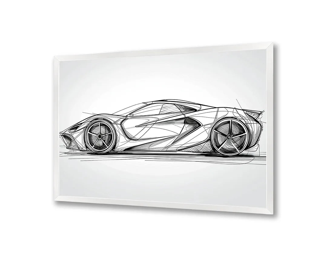 Metall Magnetboard mit hochwertigem Sportwagen Skizze vooraanzicht Design