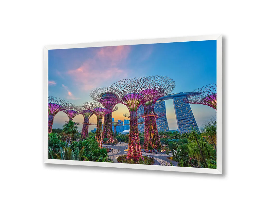 Metall Magnetboard mit hochwertigem Singapore Gardens By The Bay Bei Nacht Design