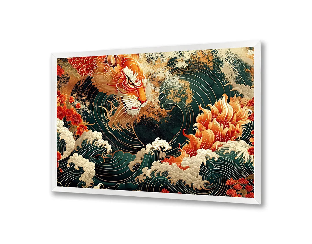Metall Magnetboard mit hochwertigem Aziatische tijger Welle Kunst Design