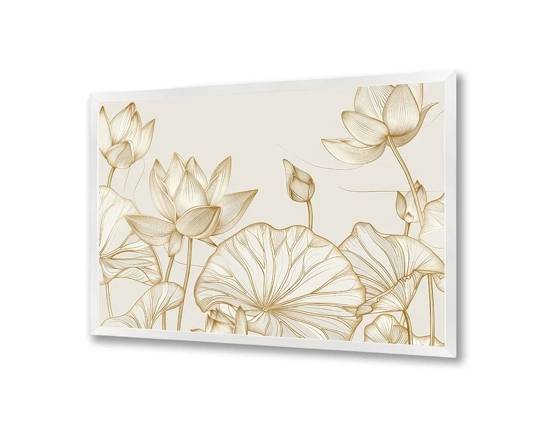 Metall Magnetboard mit hochwertigem Goldene Blumen beige Design