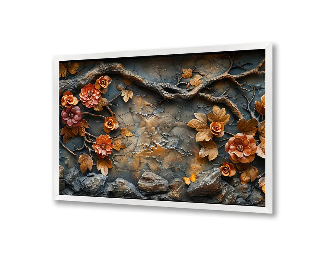 Metall Magnetboard mit hochwertigem Herfstbladeren auf Stein Design