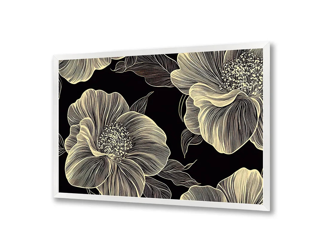 Metall Magnetboard mit hochwertigem Goldene Blumen dunkle Hintergrund Design