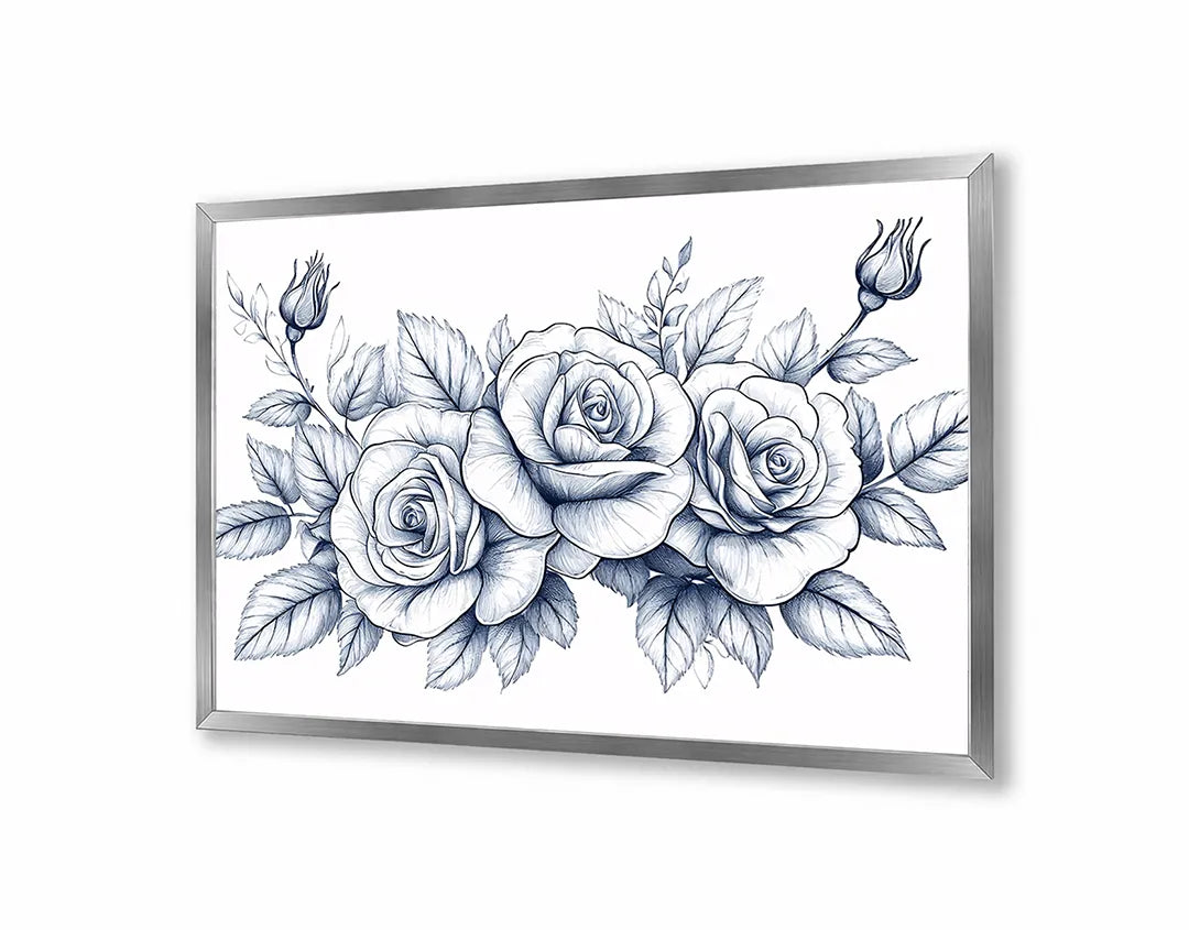 Metall Magnetboard mit hochwertigem Detaillierte Rosen Zeichnung Design