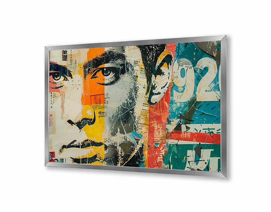 Metall Magnetboard mit hochwertigem Abstrakt Männergesicht Pop Art Design