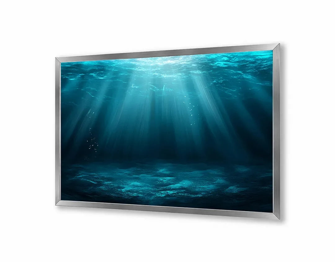Metall Magnetboard mit hochwertigem Unterwasser mit Lichtstrahlen blau Design