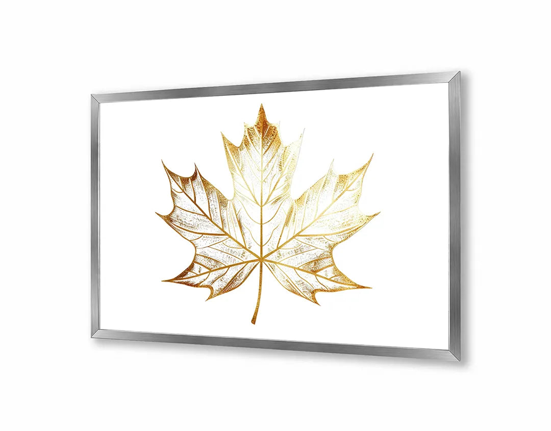 Metall Magnetboard mit hochwertigem Goldene Ahornblatt weiß Design