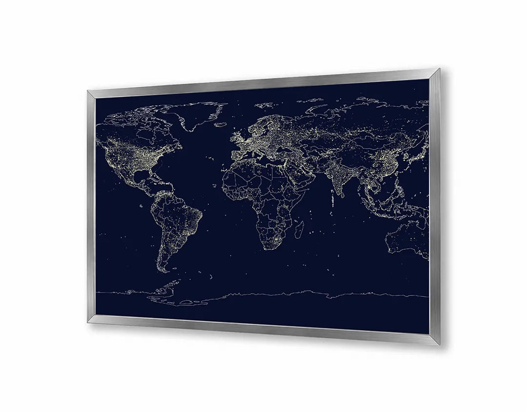 Metall Magnetboard mit hochwertigem Lichtgevende Weltkarte Netwerk Design