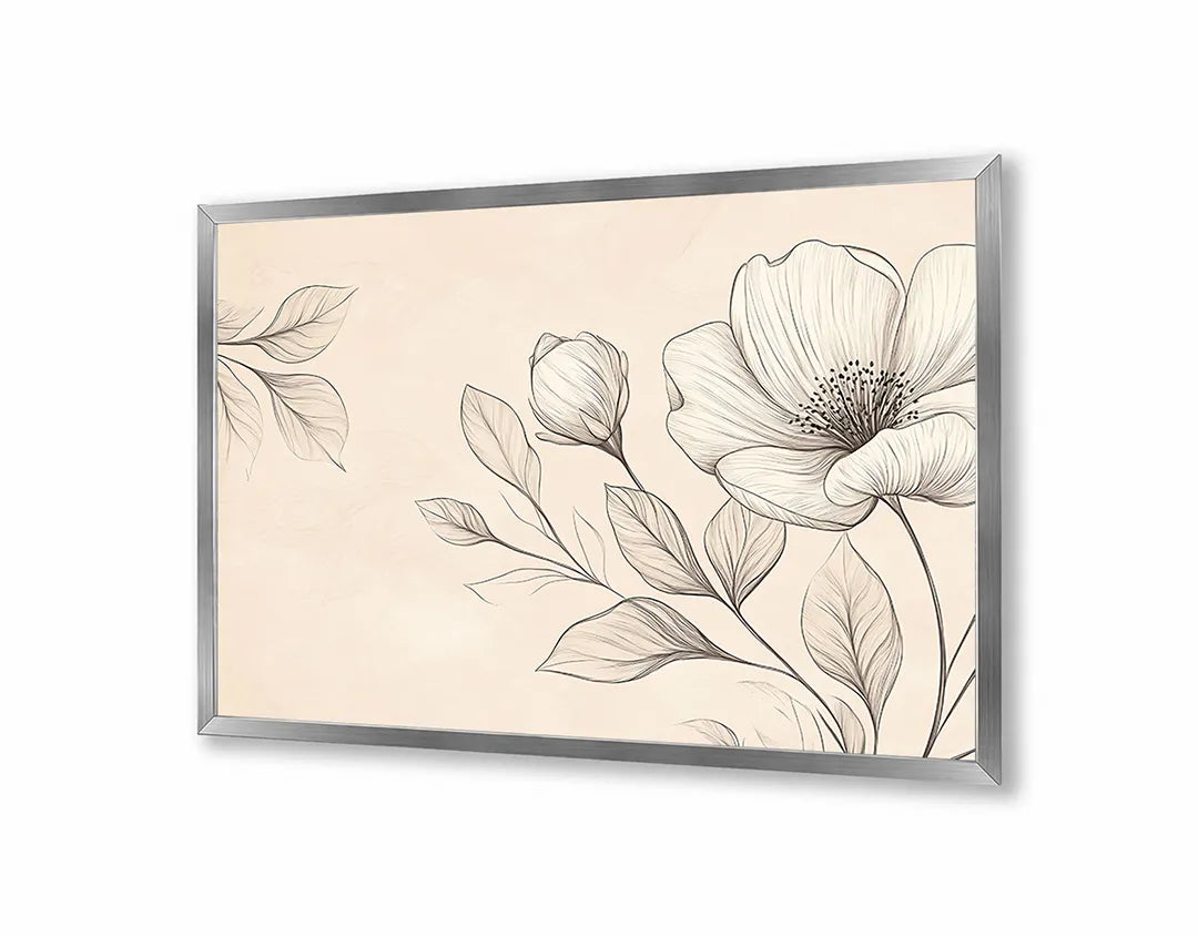 Metall Magnetboard mit hochwertigem Beige Blumen Illustration Design