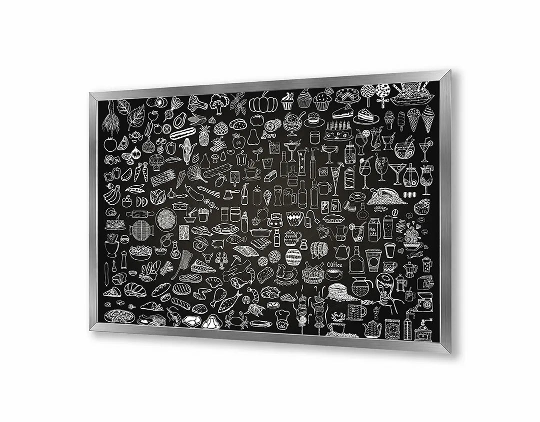 Metall Magnetboard mit hochwertigem Kreidetafel Doodles Von Eten Und Drinken Design