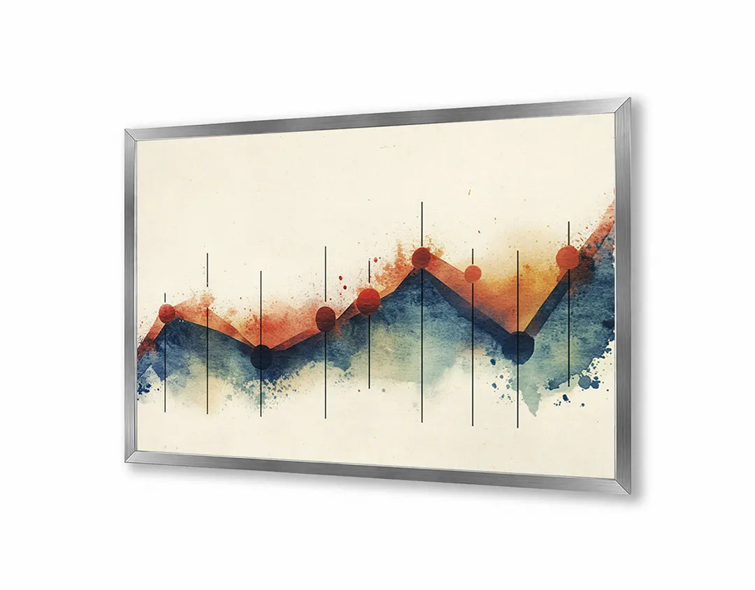 Metall Magnetboard mit hochwertigem Abstrakte Berge Aquarell Design