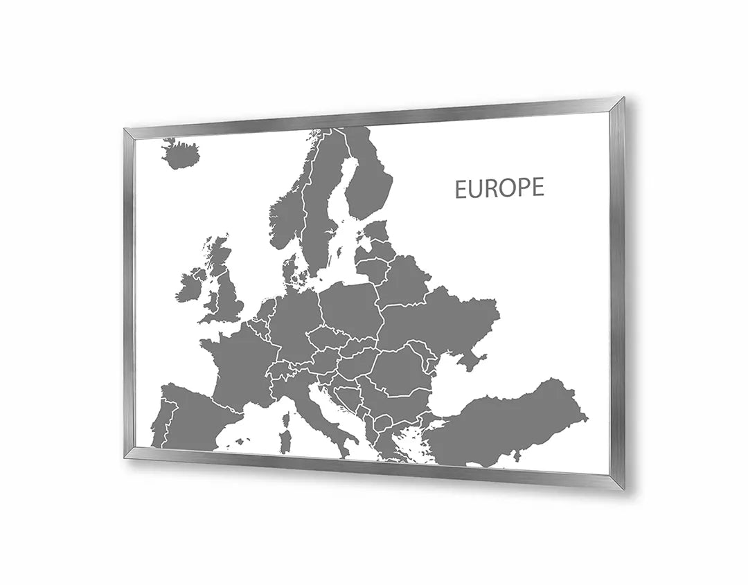 Metall Magnetboard mit hochwertigem Graue Europa Landkarte Design