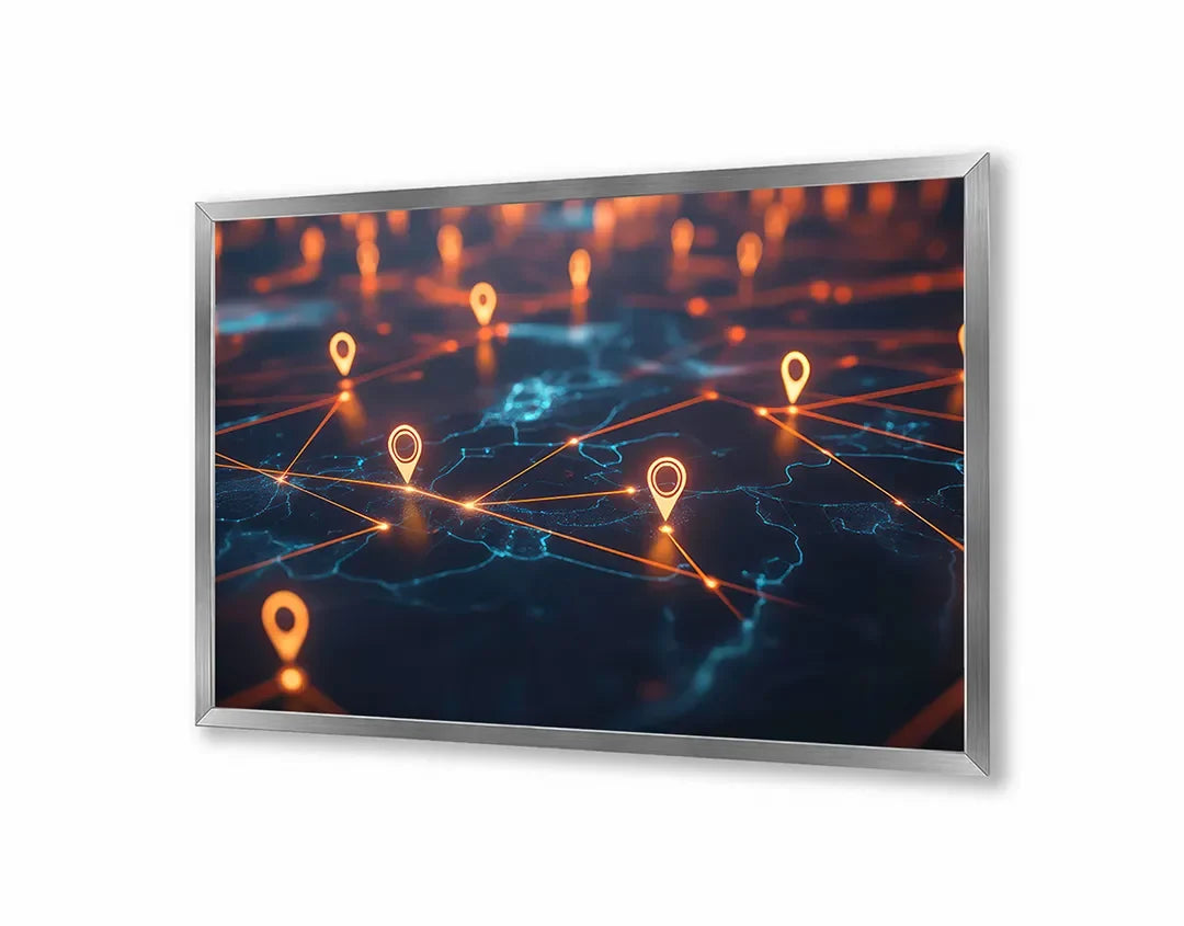 Metall Magnetboard mit hochwertigem Digitale Weltkarte Lichter Design