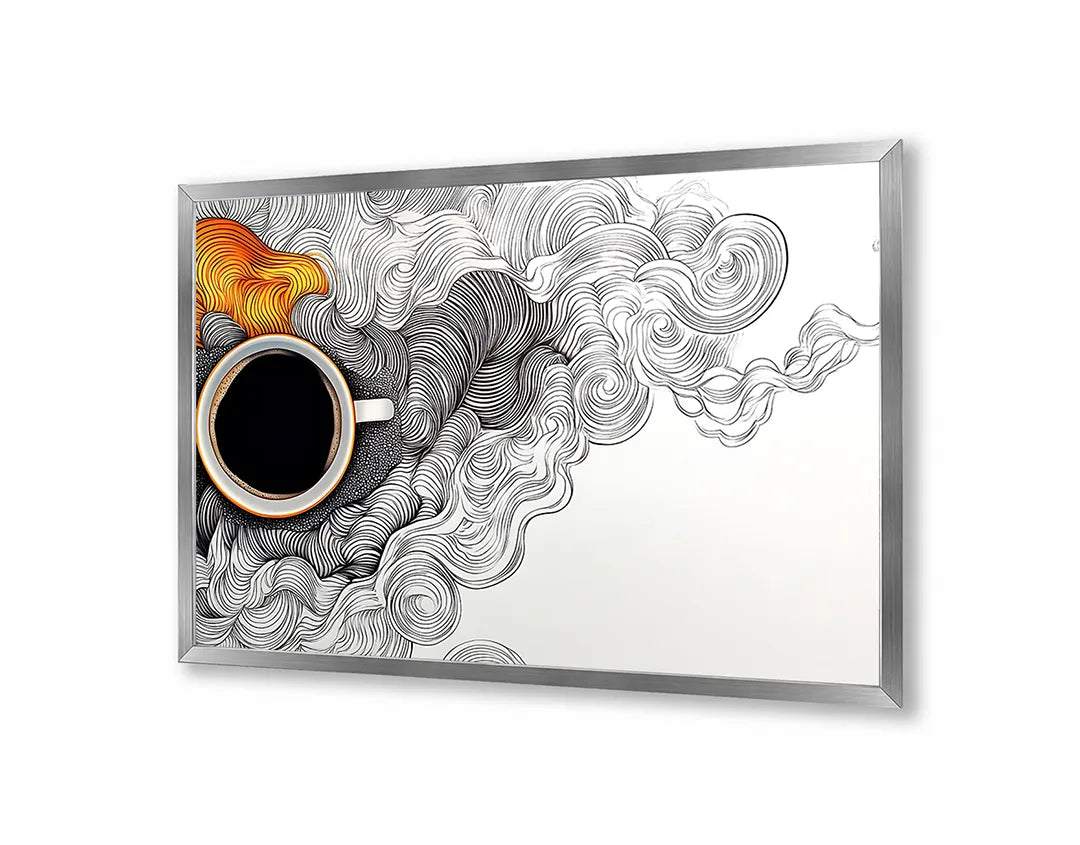 Metall Magnetboard mit hochwertigem Koffiekopje Doodle Kunst Design