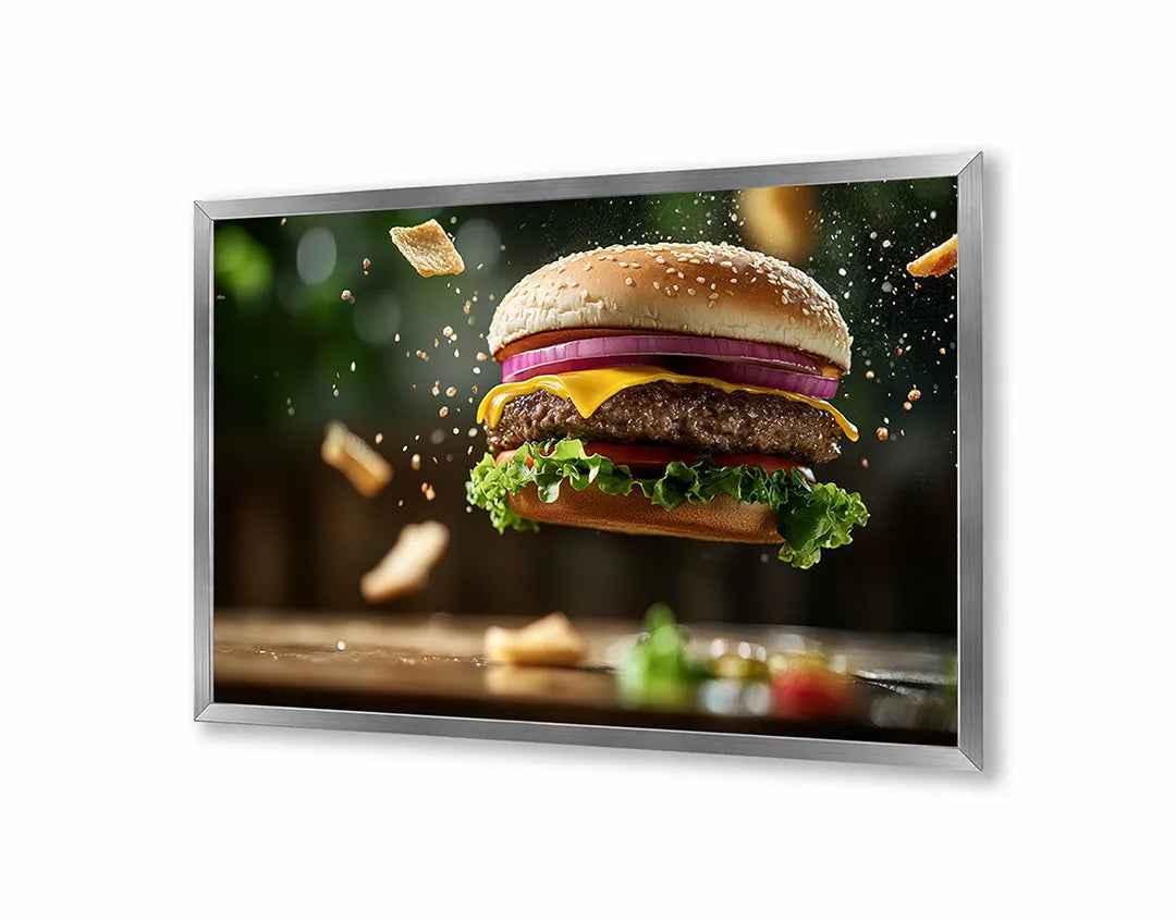 Metall Magnetboard mit hochwertigem Fliegende Hamburger Zutaten Design