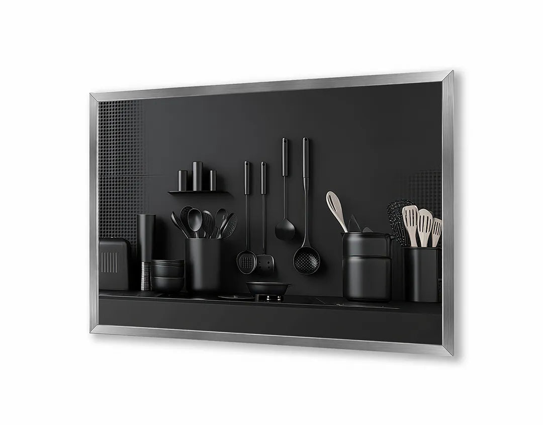 Metall Magnetboard mit hochwertigem Schwarz Küchenutensilien Regal Design