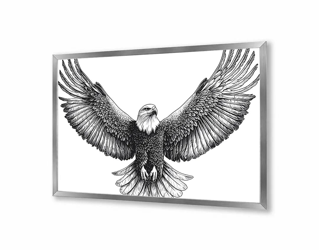 Metall Magnetboard mit hochwertigem Fliegende Adler schwarz weiß Design