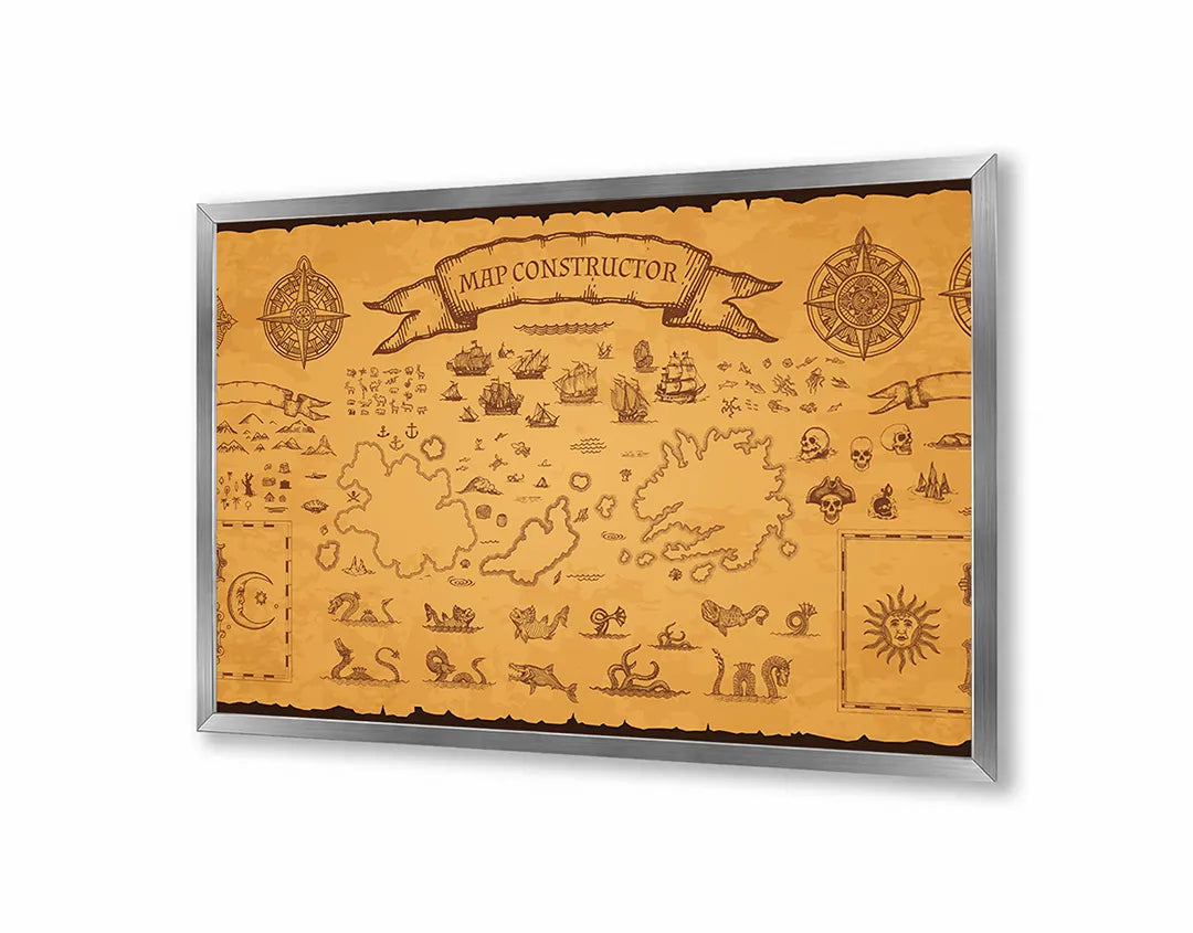 Metall Magnetboard mit hochwertigem Alte Schatzkarte Piraten Design