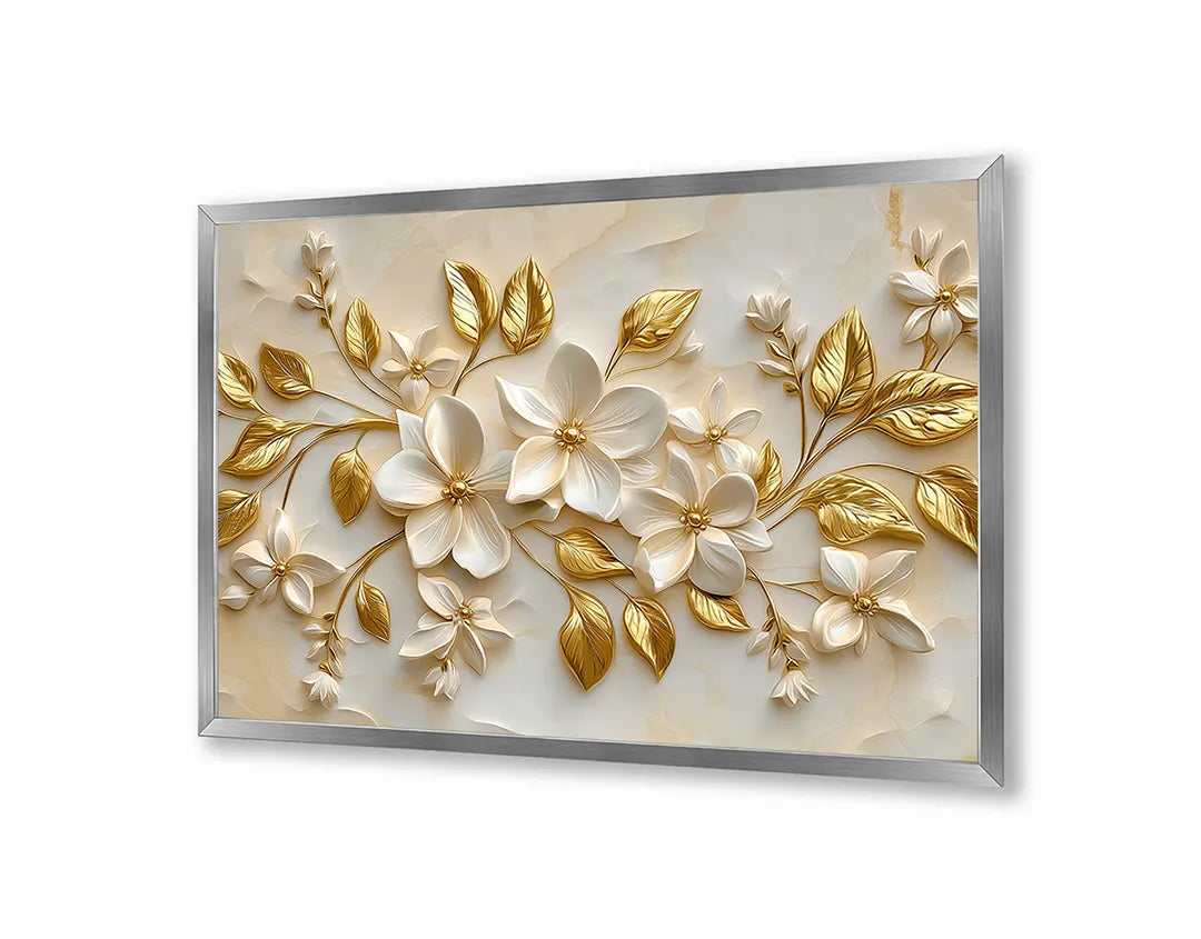 Metall Magnetboard mit hochwertigem Goldene Blumen Relief 3d Design