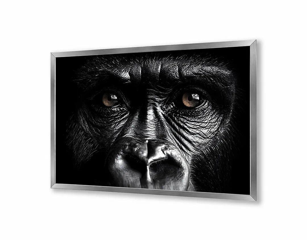 Metall Magnetboard mit hochwertigem Gorilla Gesicht Close Up dunkel Design