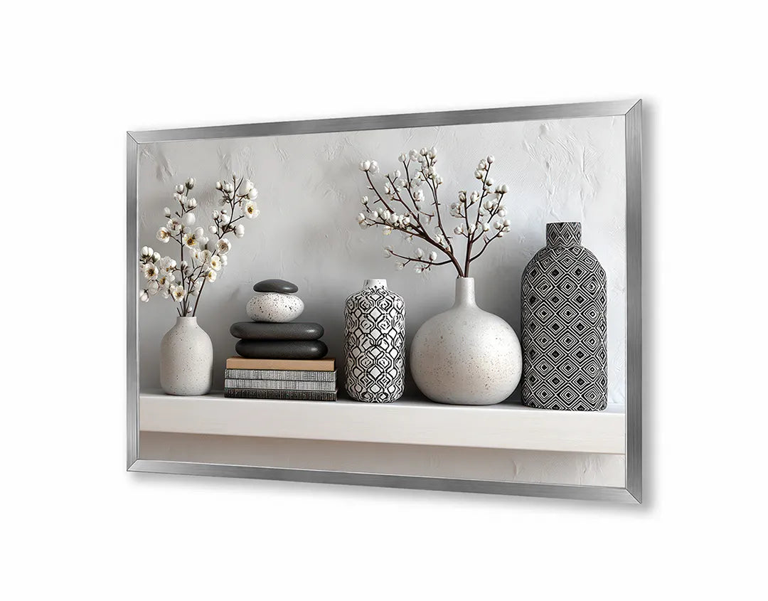 Metall Magnetboard mit hochwertigem Vasen mit planten auf Regal Interieur Design
