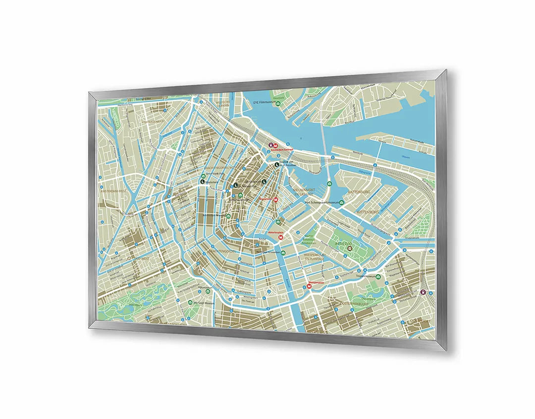 Metall Magnetboard mit hochwertigem Detaillierte Stadskaart Von Amsterdam Design