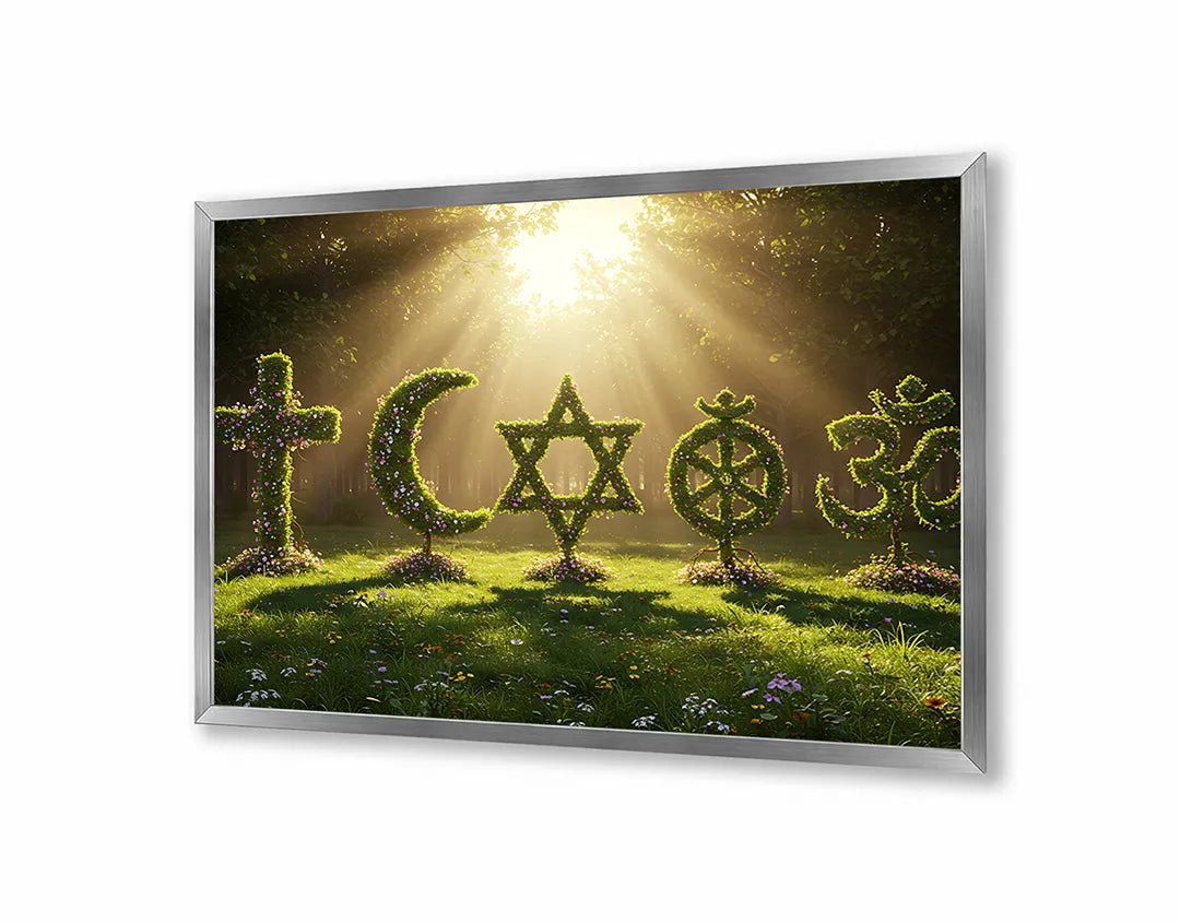 Metall Magnetboard mit hochwertigem Religiöse Symbole Holz Natur Design