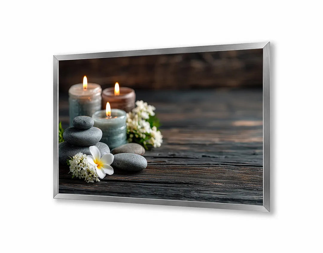 Metall Magnetboard mit hochwertigem Spa Steine Kerzen Orchidee Design