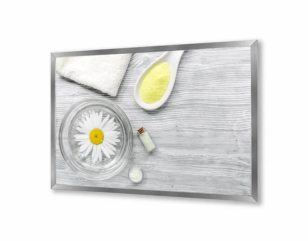 Metall Magnetboard mit hochwertigem Spa Elementen Mit Weiße Blumen Design