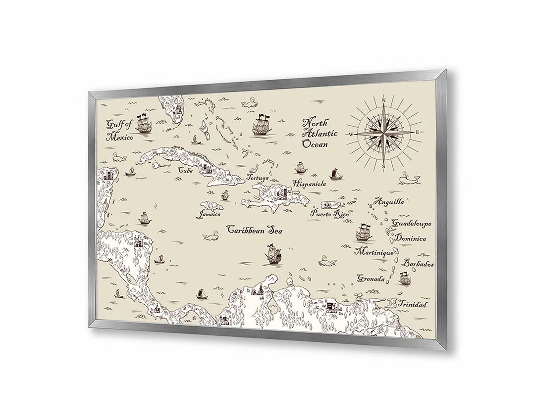 Metall Magnetboard mit hochwertigem Nautische Historische Landkarte Mit Schepen Design