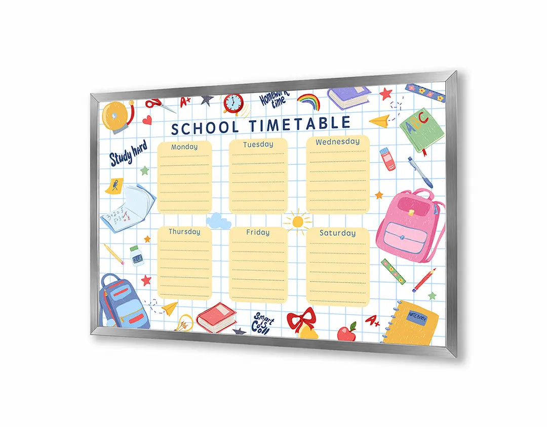 Metall Magnetboard mit hochwertigem School Timetable fröhlich Raster Design