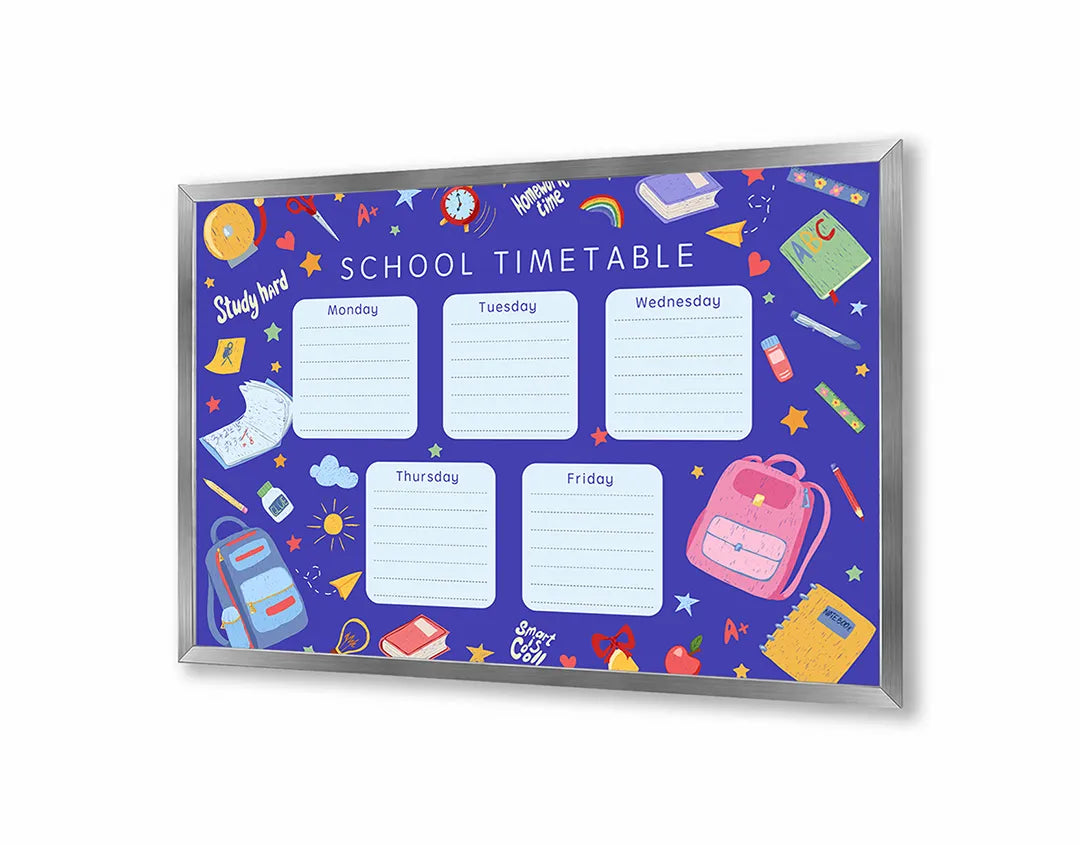 Metall Magnetboard mit hochwertigem School Timetable lila Raster Design