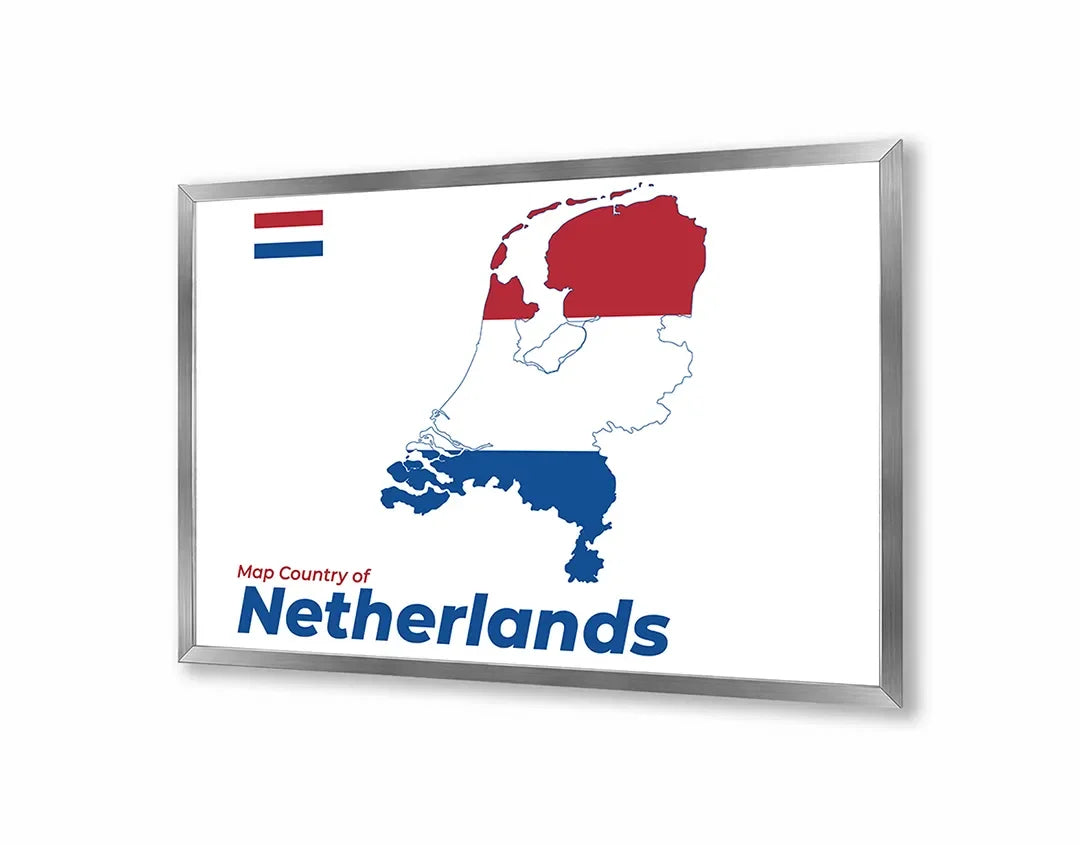 Metall Magnetboard mit hochwertigem Niederlande Flagge Landkarte Design
