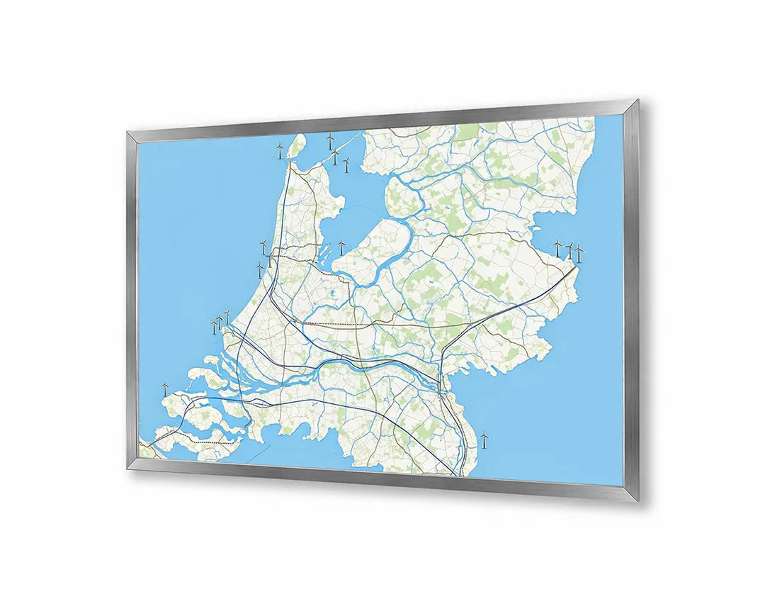 Metall Magnetboard mit hochwertigem Niederlande Wasserwege Landkarte Design