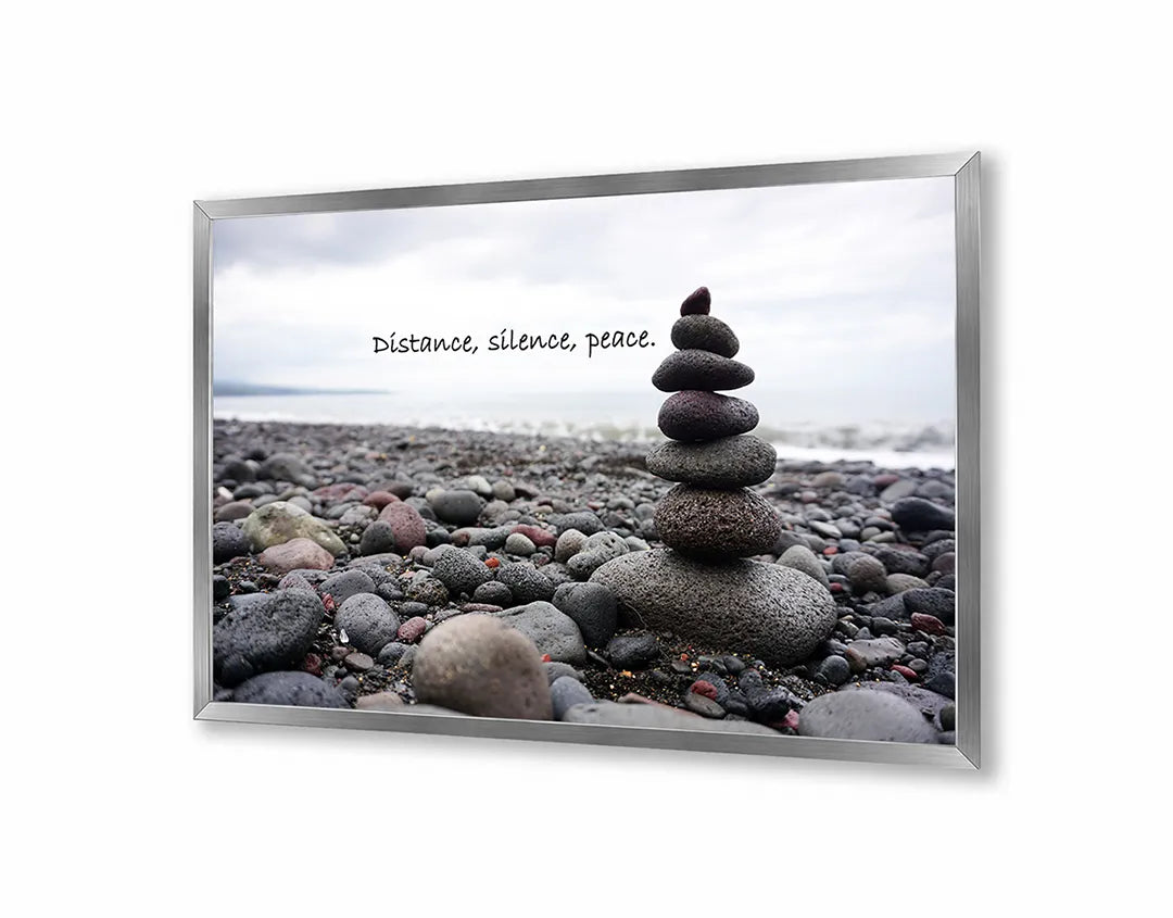 Metall Magnetboard mit hochwertigem Zen Steine auf Strand Design