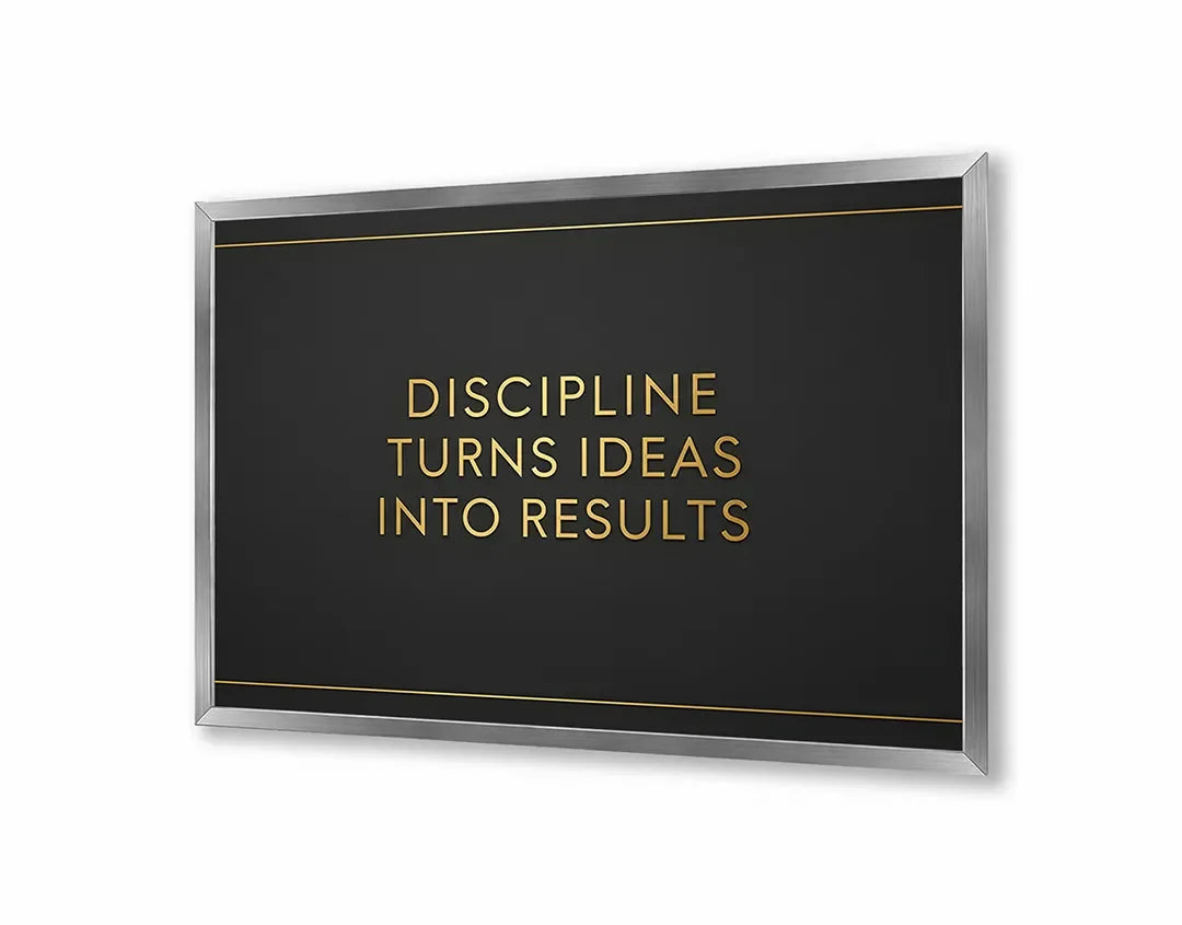 Metall Magnetboard mit hochwertigem Discipline turns ideas into results Design