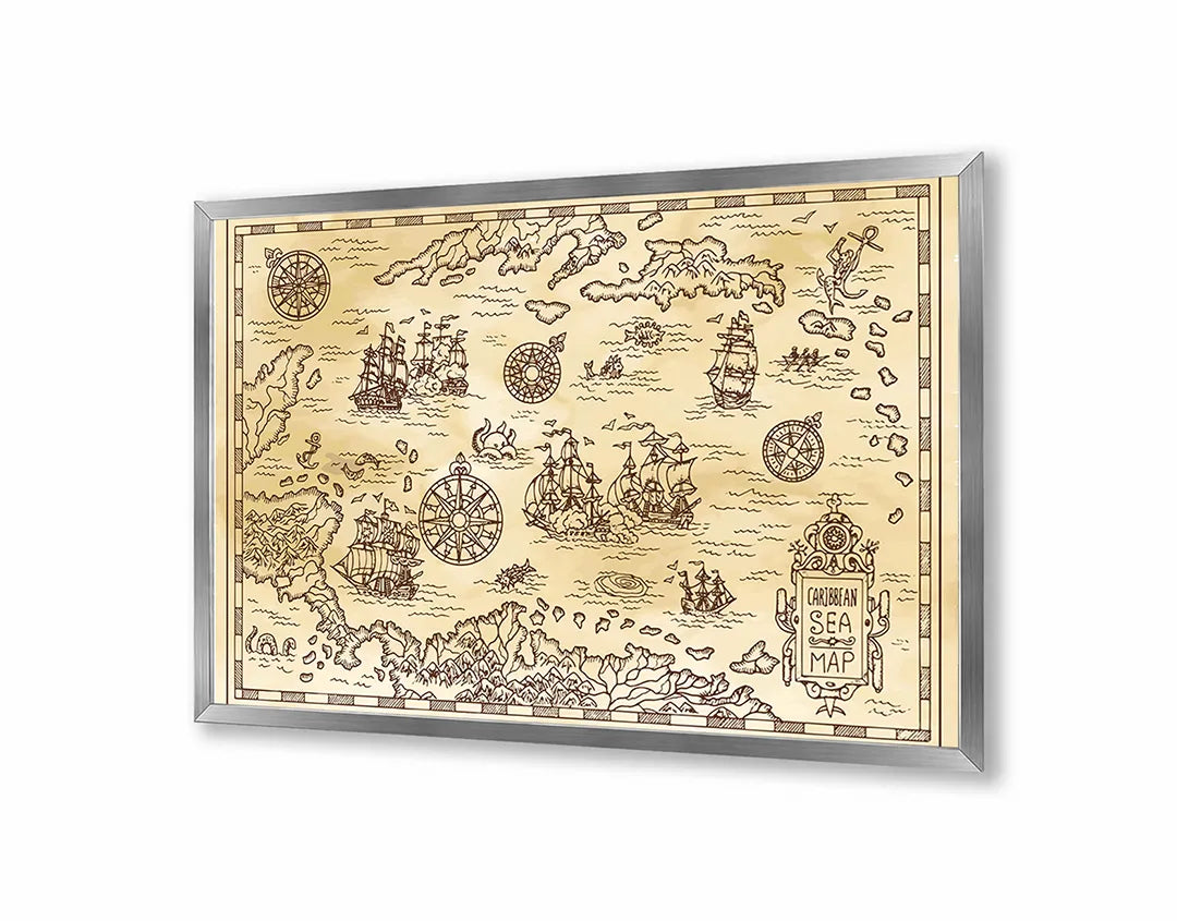 Metall Magnetboard mit hochwertigem Alte Piraten Schatzkarte Design